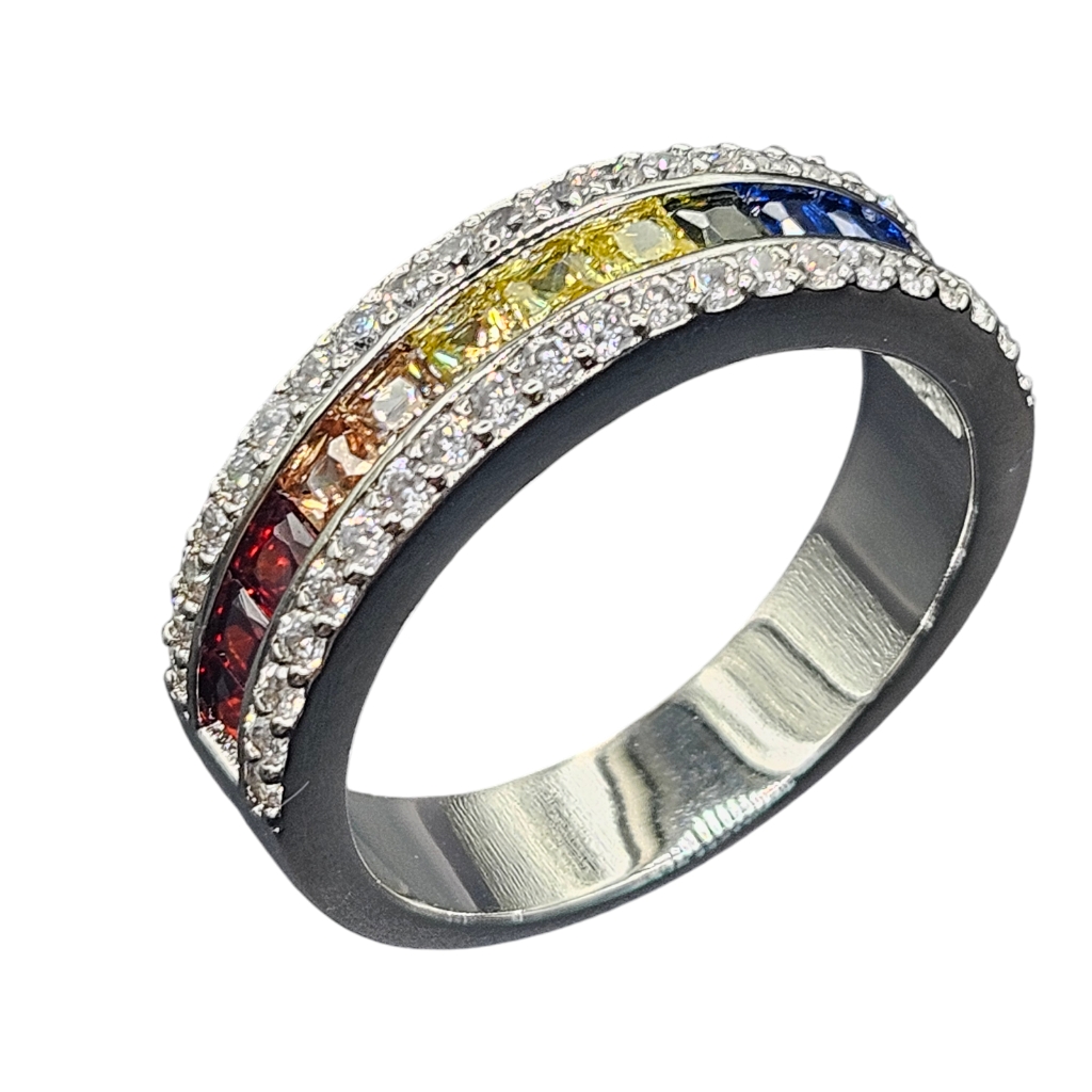 Multi Color Cz Eternity Band